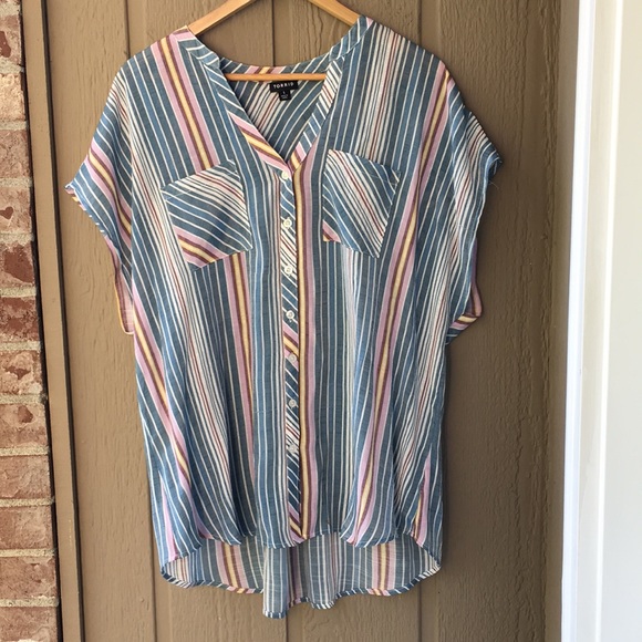 torrid Tops - Torrid Blouse Dolman Sleeves striped blue 14/16